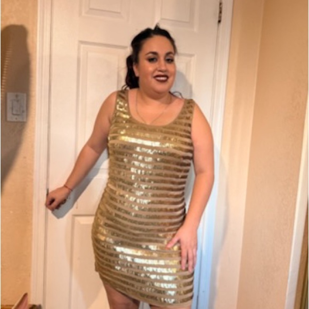 Gold Sequin Sleeveless Dress